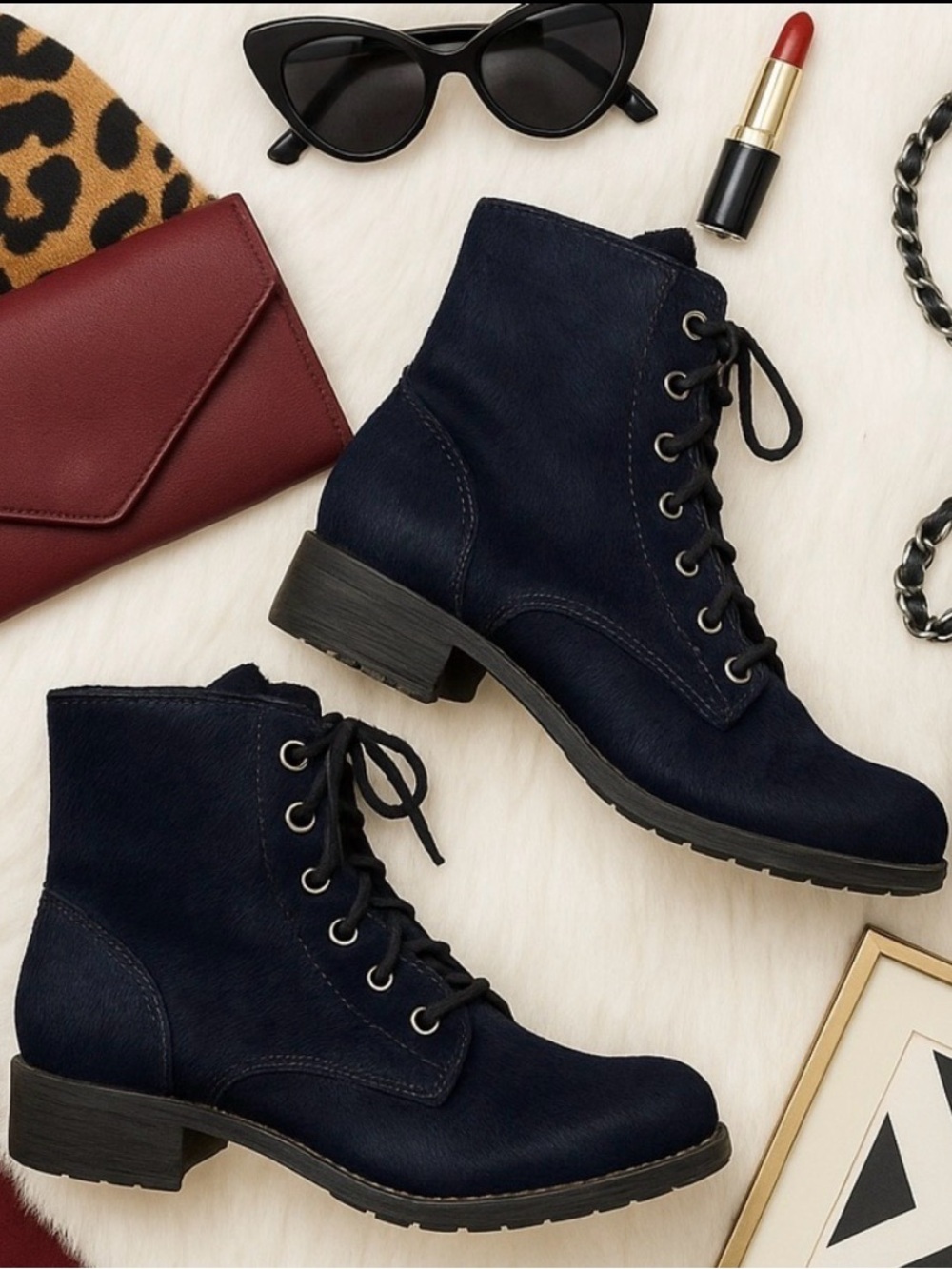 Sam Edelman Bleecker lace-up combat fur boots
